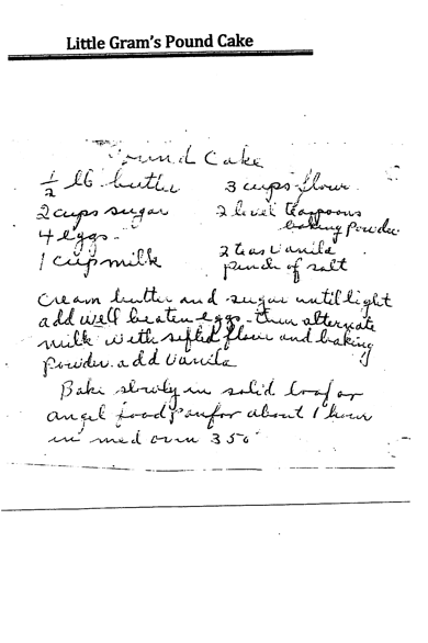 Great-grandmother’s handwritten pound cake recipe with full ingredients and instructions